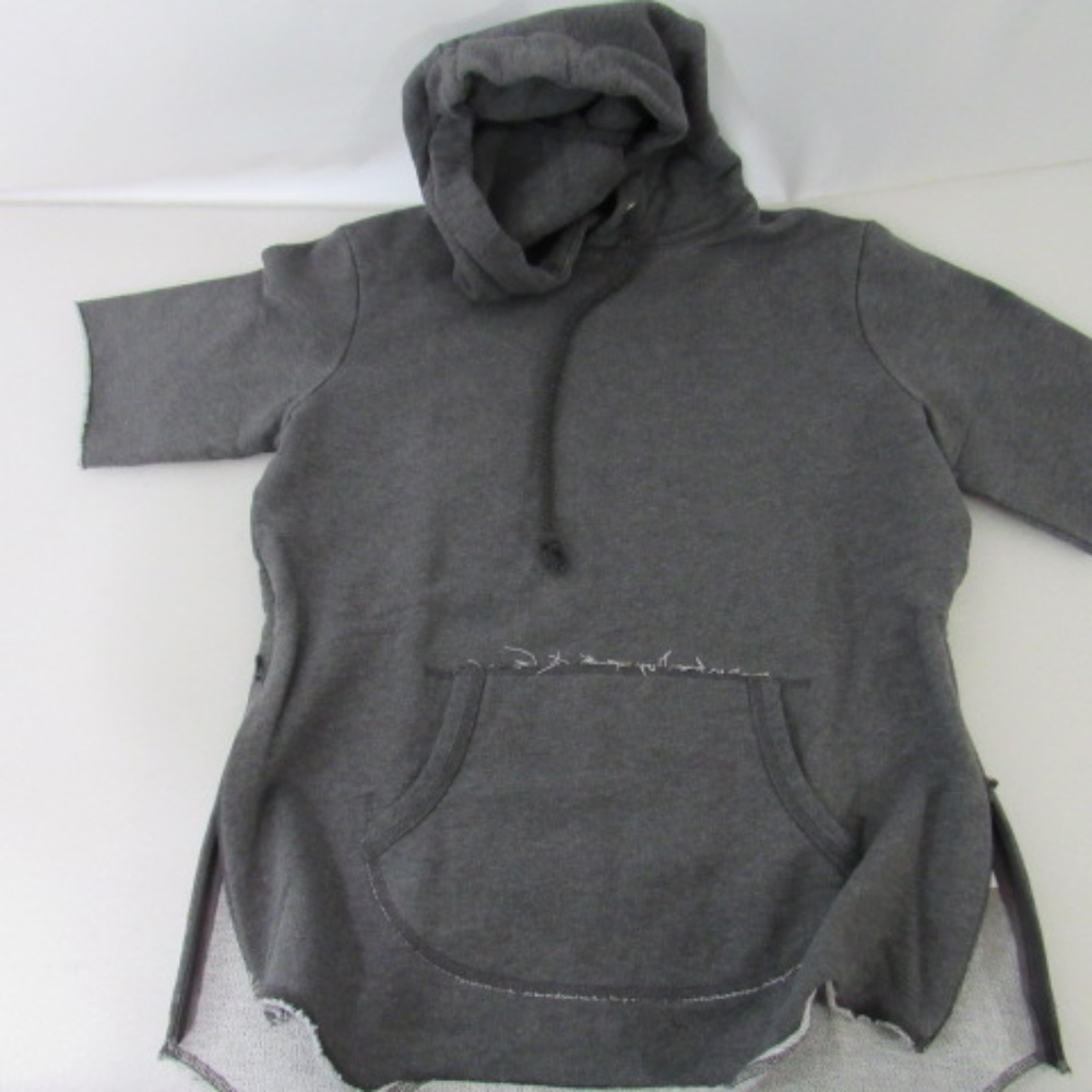 Kith Gray Distressed Kangaroo Pocket Short Sleeve Side Zipper Hoodie